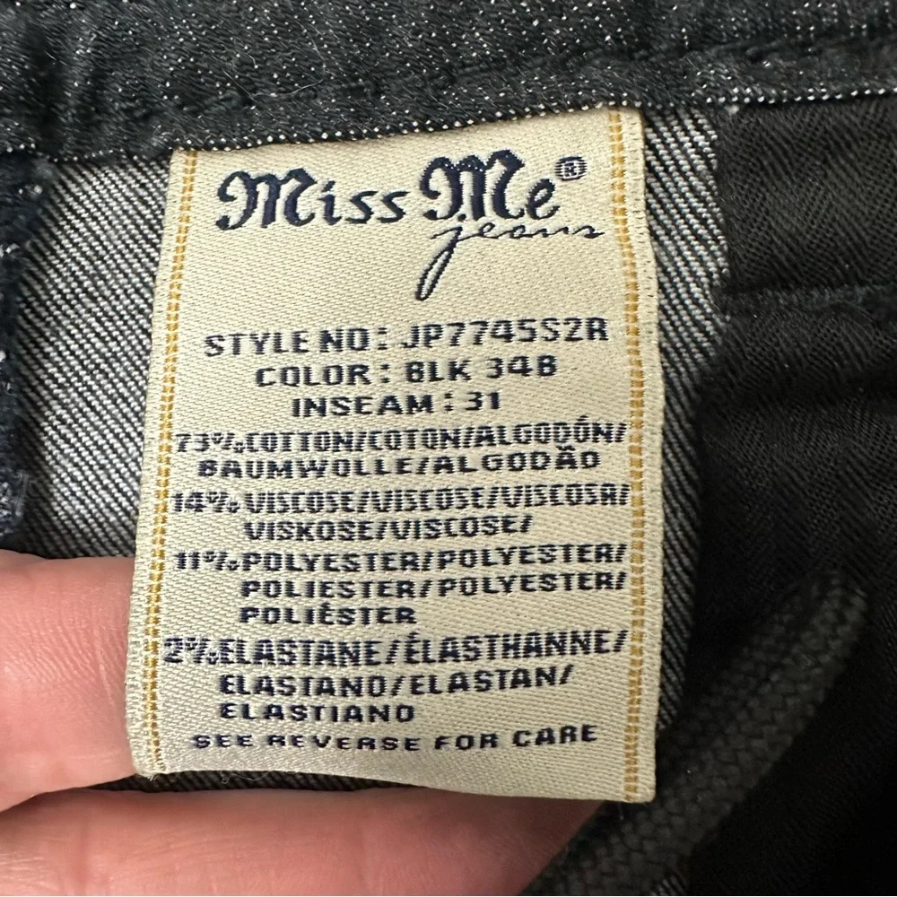 Miss Me Women's Whiskered Black Skinny Jeans Embroidered Side Detail - Picture 16 of 16